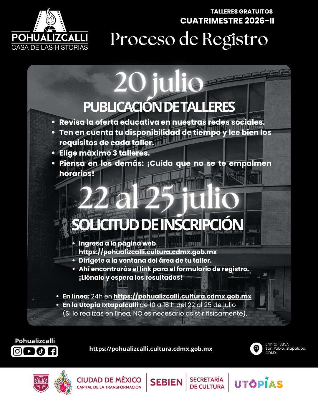 Publicación de talleres y solicitud de inscripción